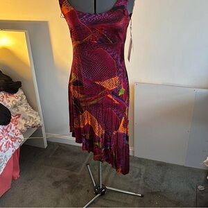 Tiana B. Red and Orange Asymmetrical Ruffled Sundress